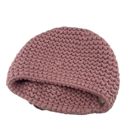 Inverni Italy Cashmere Wool Beanie Pink and Maroon Rosette Rose Crochet Knit Hat - Picture 3 of 3